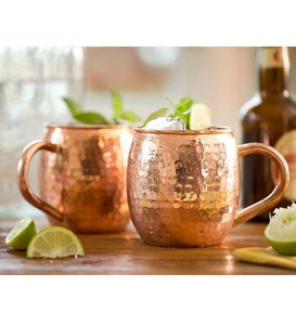 <b>Copper</b> mule mug set for luxury cocktail serving hammered finish metal <b>cups</b> durable reusable party bar mugs - Product Image 6