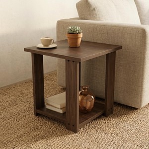 Sheesham Wood Side <b>Table</b> with Light Wood Inlay - Handcrafted Walnut Finish Wholesale - Product Image 1