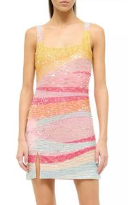 Precioso Vestido Mini Bohemio Rosa con Lurex Indio, Silueta Elegante, Mangas Acampanadas, Espalda Sexy, Estilo Sólido con Rayas Finas y Cuentas - Product Image 2