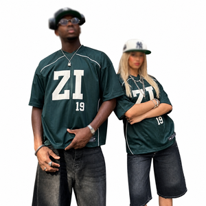 Heavyweight Performance Mesh American Football Jersey Raglan Shoulder Boxy Fit Forest Green Custom Unisex Top Private Label - Product Image 1