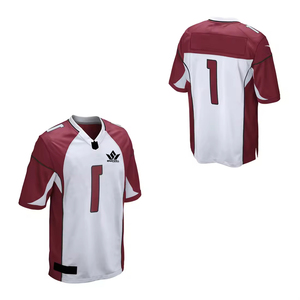 เสื้อฟุตบอลอเมริกันชาย สีขาวมารูน คอวี แขนสั้น ระบายเหงื่อได้ดี พิมพ์ลายแบบซับลิเมชั่น ทรงปกติ - Product Image 6
