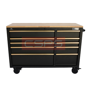 Wholesale 132cm Matte Black Powder Coated Steel 10 <b>Drawer</b> Rolling Tool Cabinet with Wooden Top for Garage Use - Product Image 2