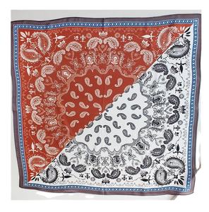 Pañuelo de seda, satén o algodón personalizado con estampado digital rotatorio por sublimación para mujer, pañuelo para el cuello, bandana personalizada con estampado Paisley, pañuelo suave para la cabeza. - Product Image 1