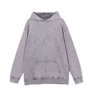เสื้อฮู้ดดี้ผู้ชายผ้าฝ้ายฟลีซ 100% สั่งทำได้ ขายดี ทรงโอเวอร์ไซส์ สำหรับฤดูหนาว สีพื้น ล้างสีแบบแอซิดวอช แขนยาว - Product Image 3