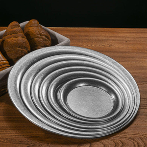 Plato de Metal Estilo Industrial Vintage, Plato de Acero Inoxidable para Comida al Aire Libre, Platos para Comida Occidental, Plato para Huesos de Restaurante Francés - Product Image 4