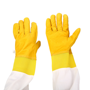 Protective Beekeeping <b>Gloves</b> – Strong Fabric, Leather Palm Reinforcement with <b>Long</b> Sleeve Coverage - Product Image 2