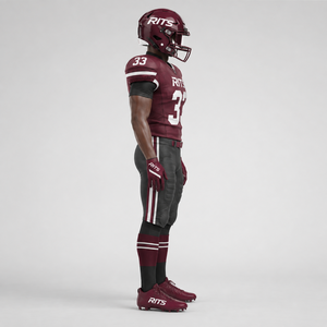RITS American Football Uniform Set Black Purple Sublimated Jersey Pants <b>Gloves</b> Cleats Men Adult All Seasons Fitted <b>Moisture</b> Wick - Product Image 2