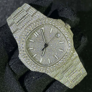Reloj de Pulsera de Lujo Original Personalizado de Alta Calidad con Diamantes Moissanite y Esfera de Oro Blanco con Corte Redondo - Product Image 4