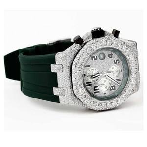 Montre de luxe pour homme à cadran carré en quartz, diamants Moissanite VVS, bracelet en acier inoxydable de 20 mm, mouvement ETA, étanche 10 bars, style tendance - Product Image 2