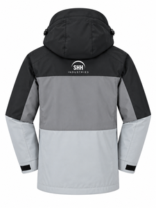 เสื้อแจ็คเก็ตบล็อกสีกันน้ำ 3-in-1 สำหรับผู้ชาย พร้อมซับในขนแกะแบบถอดได้ มีฮู้ด กันลม มีกระเป๋าหน้าอก ปรับข้อมือได้ - Product Image 2