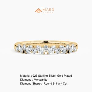18K Yellow Gold Plated Moissanite Band <b>Dainty</b> Micro Pavé Wedding <b>Ring</b> for Women High Quality mossonite Stackable Eternity <b>Ring</b> - Product Image 6