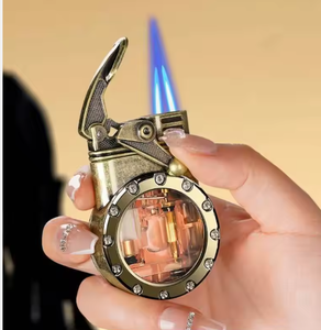 Briquet torche double flamme vintage en métal, rechargeable au butane, coupe-vent, pour cigares, avec logo personnalisé, cadeau d'affaires, vente en gros - Product Image 3