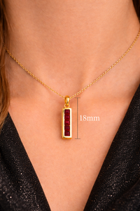 Colgante de Barra Cuadrada de Granate en Plata de Ley 925 Bañada en Oro, Collar Vertical para Mujer, Regalo de Piedra de Nacimiento - Product Image 5