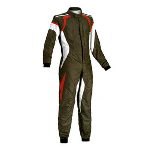 Trendy Premium Men's Olive <b>Red</b> White Motorcycle Racing <b>Suit</b> Full Sleeve Windproof Color Blocked Polyester Jumpsuit All Season - Product Image 2