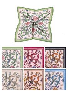 Foulard carré en soie satinée vintage à motifs floraux botaniques, bandana tendance pour femme, accessoire pour cheveux, cou, sac, cadeau - Product Image 2