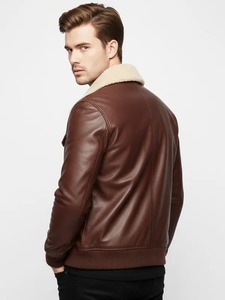 Chaqueta Clásica de Cuero Marrón para Hombre - Product Image 2