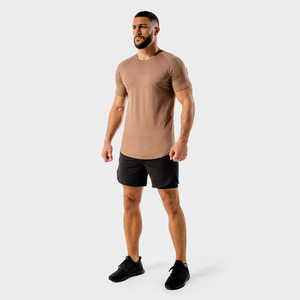 Nouveau T-shirt de sport en coton pour homme, col rond, logo frontal, coupe ample, respirant, extensible, ajusté, manches courtes - Product Image 3