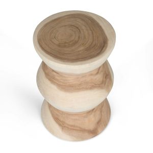 Taburete de madera con bloques geométricos al por mayor, precio económico, mesa auxiliar de madera maciza de varios niveles, fabricante directo sostenible - Product Image 3