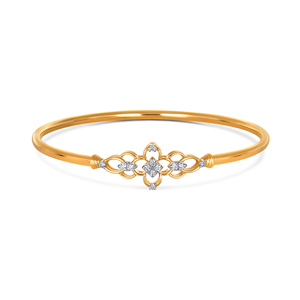 Bracelet élégant en or plaqué avec motif floral symétrique et diamants de laboratoire pour femmes, bijoux de luxe tendance - Product Image 1