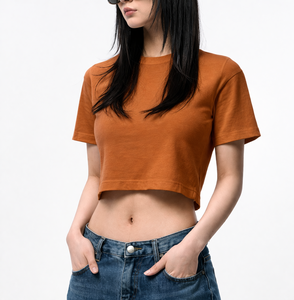 Camiseta de Mujer, Estilo Dulce, Tejido Sólido de 220 g/m², Transpirable, Ecológica, Corte Ajustado, Cuello Redondo, Manga Corta, Algodón y Elastano, Antiarrugas - Product Image 1