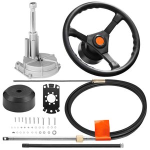 Sistema di sterzo marino fuoribordo da 10FT con albero di sterzo da 3/4FT, volante da 13,5 pollici, parti e accessori con interfaccia piatta - Product Image 1