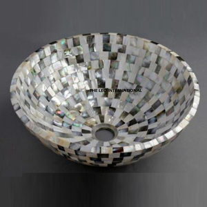 Luxurious Hand Crafted Natural Mother of Pearl Sink <b>Round</b> Shape Most Fancy Wash <b>Basin</b> Bathroom Sink for Elegant Interiors - Product Image 6