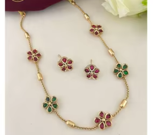 Hermoso Conjunto de Joyería de Lujo con Diseño Tradicional de Latón, Collar y Pendientes con Aspecto de Perla para Fiesta de Mujer - Product Image 2