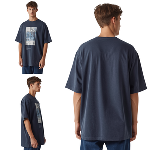 T-shirt à imprimé graphique surdimensionné pour homme, style vintage, coton, mode streetwear, manches courtes - Product Image 2