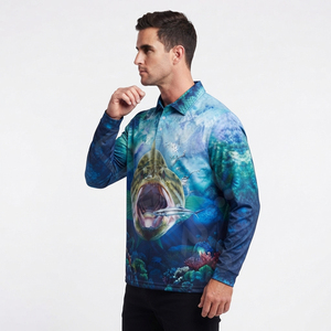 Popular Style Custom Sublimation Printing Long Sleeve Quick Dry Fishing POLO <b>SHIRT</b> <b>Sun</b> Protection Fishing Polo <b>Shirts</b> - Product Image 2
