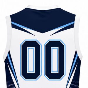 Blue White Volleyball Sleeveless Shirt Sports Team Apparel Athletic Uniform Top Practice Training Match Wear - Product Image 5