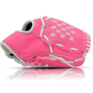 <b>Pink</b> Full Finger Baseball Glove Synthetic H-Web Right Handed Hook And Loop Closure Non Slip All Seasons Unisex - Product Image 6