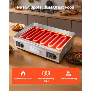 Piastra Elettrica Commerciale 65,5 x 40 cm, 2800W, Temperatura Regolabile 50-300°C, Attrezzatura da Cucina Professionale - Product Image 3