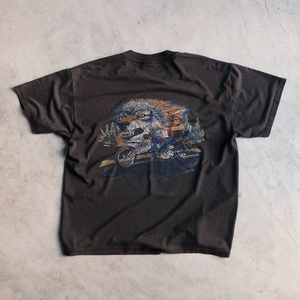เสื้อยืดลำลองผู้ชายสไตล์วินเทจฟอกสี ทรงหลวม คอโอ พิมพ์ลายตามสั่ง แขนสั้น ผ้าฝ้าย - Product Image 3