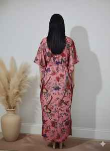 Vestido Kaftan Maxi Premium para Mujer, Elegante, de Algodón Ligero con Estampado Floral, para la Playa y Vacaciones, También para Chicas - Product Image 4