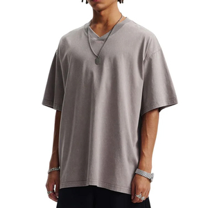 Supplier Custom 250 GSM DTG Printed Oversized Enzyme Wash Tshirt T-shirt Cotton Vintage Acid Washed Heavy <b>Weight</b> T Shirt for Men - Product Image 1