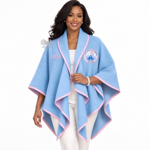Wholesale Custom JJOA Jack and Jill of America <b>Women</b> Cape <b>Shawl</b> Baby Blue Pink Embroidered Poncho <b>Wrap</b> Formal Outerwear - Product Image 3