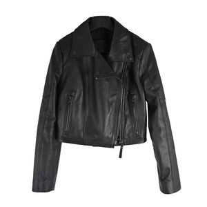 Women's Genuine <b>Sheepskin</b> wholesale Leather <b>Jacket</b> with crop length OEM Wholesale Fashion Popular Leather <b>Jackets</b> for Women - Product Image 6