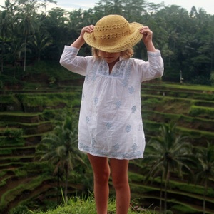 Vêtements d'été en coton smocké pour fille, tenue décontractée, pour femme, Mini Frock, rose, avec jolie broderie de bourgeon de rose - Product Image 2