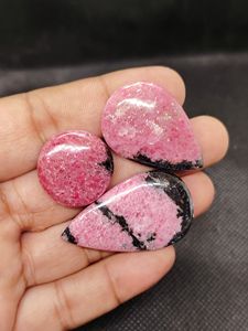 Rodonita natural rosa y negra, cabujón de piedra preciosa suelta, rodonita pulida, cabujones lisos para la fabricación de joyas, colgantes y anillos. - Product Image 5