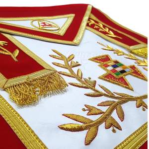 ผ้ากันเปื้อนพิธีกรรมเมสัน รุ่นอดีตราชายอาร์ช แชปเตอร์ - ผ้ากำมะหยี่สีแดง พร้อมลายถักสีทองและงานปัก - Product Image 4