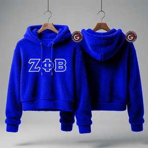 Zeta phi รุ่นเบต้าเสื้อมีฮู้ดผ้าฟลีซปักลายสำหรับผู้หญิงเสื้อวิ่งตามสั่งสำหรับสมาคมสมาคมสมาคมสตรี - Product Image 6