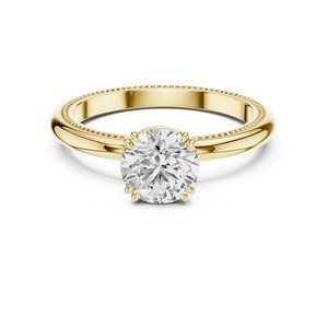 Bague de fiançailles solitaire en diamant de laboratoire 1-3 carats, avec bande milgrain, en or massif 18K/14K/10K ou argent 925, certifiée IGI, cadeau d'anniversaire - Product Image 3