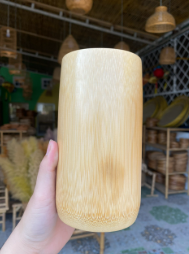 Blue Lotus Eco-Friendly <b>Bamboo</b> Vintage Cylinder Reusable Tumbler 250ml Vietnam Made for Business Gifts Parties <b>Travel</b> & Camping - Product Image 2