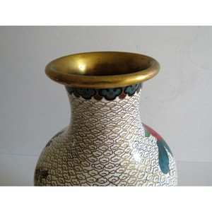 Most Demanded Mid Century Handmade Cloisonne Enamel <b>Bronze</b> Floral Bird Tabletop Metal <b>Vase</b> Traditional Decor - Product Image 6