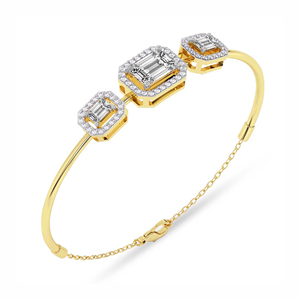 Pulsera Personalizada, Oro de 9k/10k/14k/18k, Esmeralda Verde Halo, Diamante de Laboratorio, Pulsera Abrible, Joyería Certificada IGI para Mujer - Product Image 4