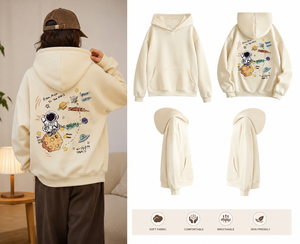Sweat-shirt à capuche surdimensionné personnalisé avec motif astronaute, en coton et polyester, style streetwear, unisexe - Product Image 2