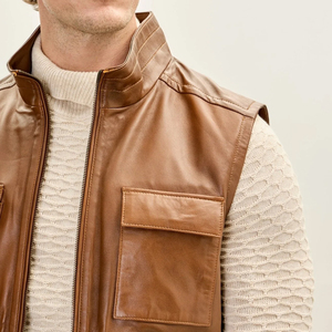 Chaleco de Cuero para Hombre, Transpirable, Cómodo y Ligero, Ropa Casual, Precio Razonable, Hecho en Fábrica - Product Image 5