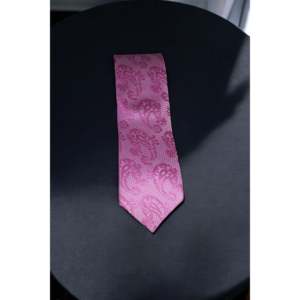 Corbata de Seda Rosa con Diseño Paisley |   Corbata Elegante Tejida para Hombre |   Negocios Formales |   Boda |   Fiesta |   Accesorio de Regalo Elegante y de Primera Calidad - Product Image 2