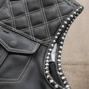 <b>Mens</b> <b>White</b> Diamond Quilted Leather Club <b>Vest</b> Biker Motorcycle Waistcoat - Product Image 2