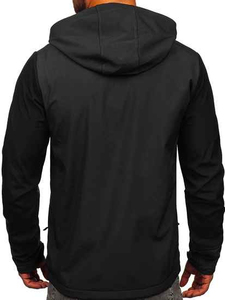 Veste en polaire noire pour homme de qualité supérieure avec fermeture éclair vert fluo, à capuche, coupe-vent, décontractée, pour l'hiver, coupe classique, fournisseur OEM - Product Image 2